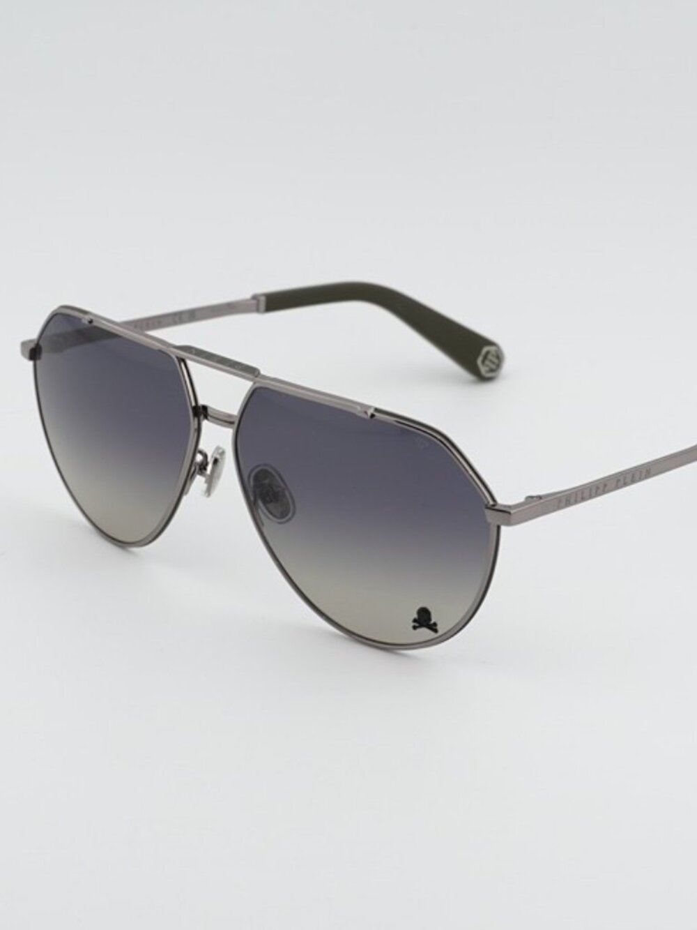 Philipp Plein SPP007V 0508 Unisex Sunglasses Gunmetal Aviator Frame, Grey Lenses